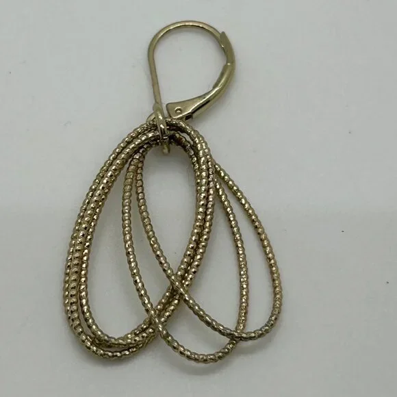 Nine West Gold-Tone Textured Oval Drop Earrings With Leverback Closure - Picture 6 of 11